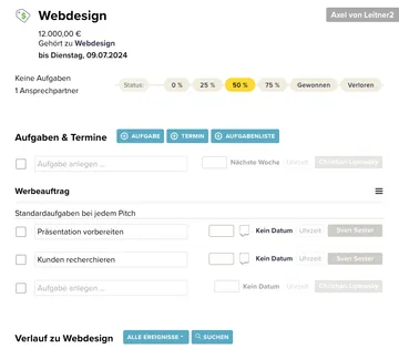 Detail eines Angebots im CRM
