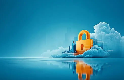 Symbolbild: Sicherheitsschloss in den Wolken.