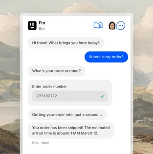 Ein Screenshot von Fin, dem KI Chatbot von Intercom.