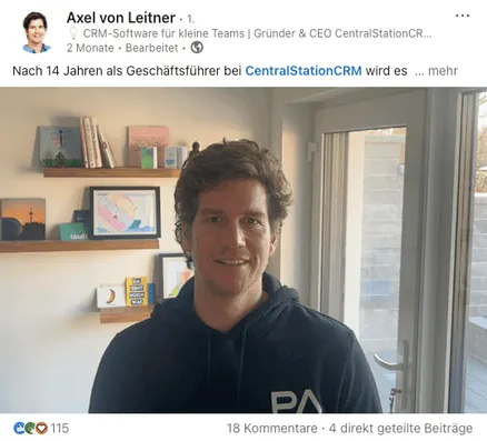 Axel von Leitner betritt nach 14 Jahren als Geschäftsführer die LinkedIn Bühne.